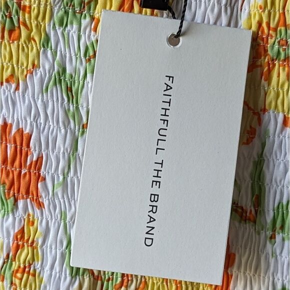 FTB Puff Sleeve Cutout Midi Dress Boho Vintage-Inspired Easy Day Out Style Sz M - Picture 12 of 16